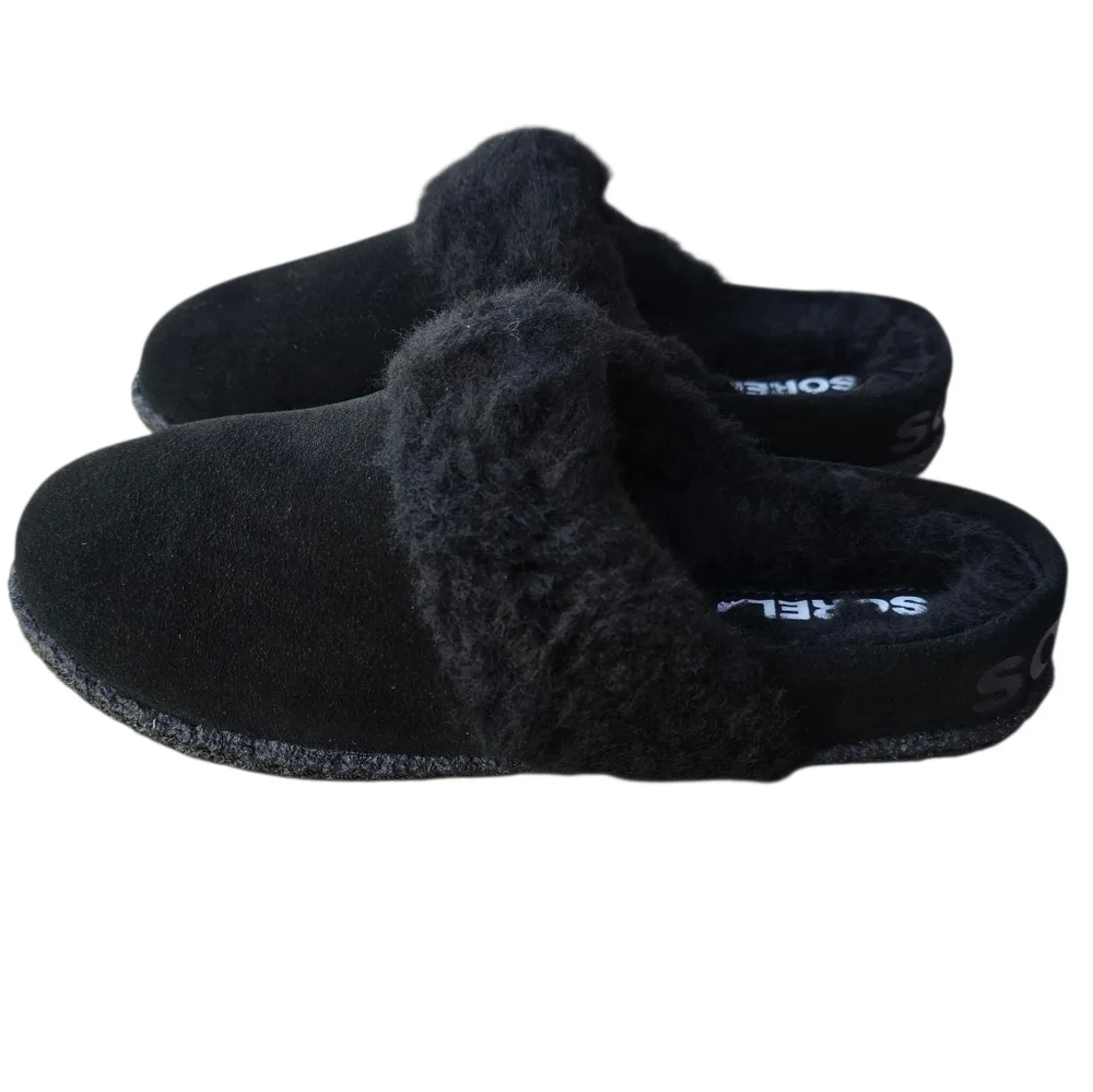 🔥NIB Sorel NAKISKA™ Slide II Youth Slippers, Black, Sea Salt, Size Youth 2